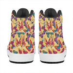 Retro Colorful Butterfly Pattern Print High Top Leather Sneakers