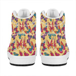 Retro Colorful Butterfly Pattern Print High Top Leather Sneakers