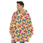 Retro Colorful Butterfly Pattern Print Hoodie Blanket