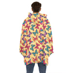 Retro Colorful Butterfly Pattern Print Hoodie Blanket