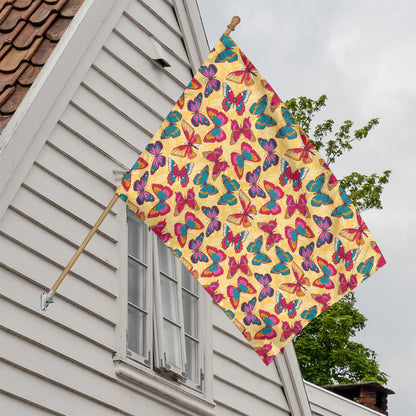 Retro Colorful Butterfly Pattern Print House Flag