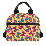 Retro Colorful Butterfly Pattern Print Insulated Lunch Bag