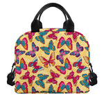 Retro Colorful Butterfly Pattern Print Insulated Lunch Bag