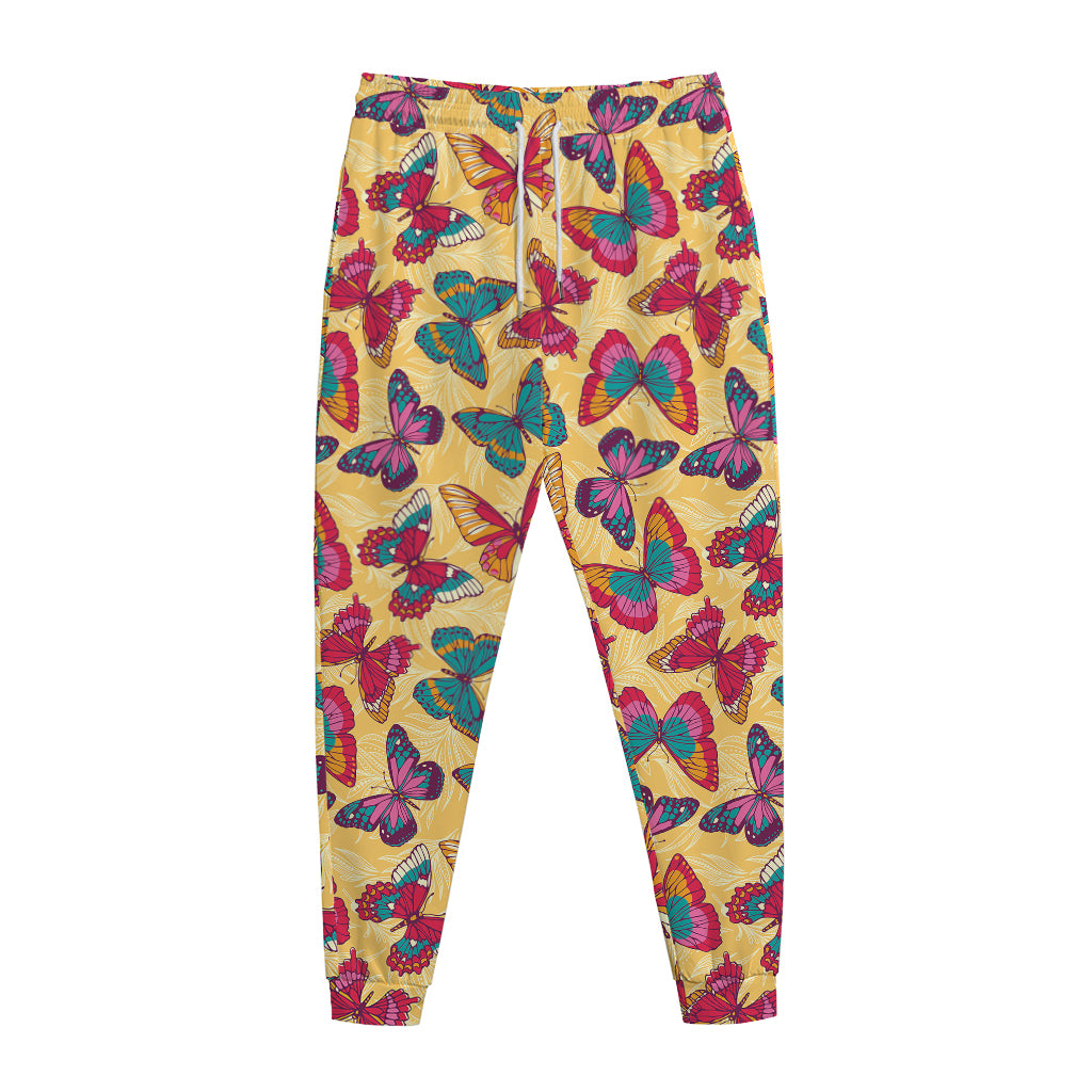 Retro Colorful Butterfly Pattern Print Jogger Pants