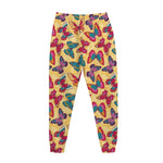 Retro Colorful Butterfly Pattern Print Jogger Pants