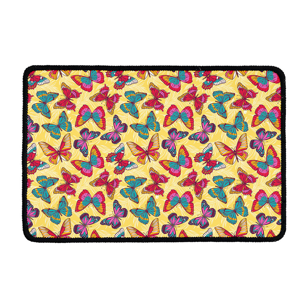 Retro Colorful Butterfly Pattern Print Kitchen Mat