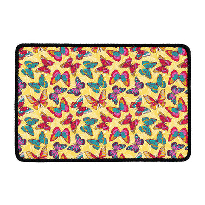 Retro Colorful Butterfly Pattern Print Kitchen Mat