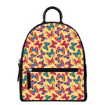 Retro Colorful Butterfly Pattern Print Leather Backpack