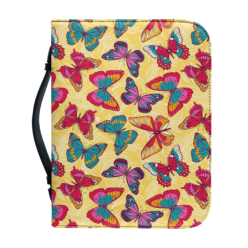 Retro Colorful Butterfly Pattern Print Leather Bible Cover