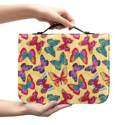 Retro Colorful Butterfly Pattern Print Leather Bible Cover