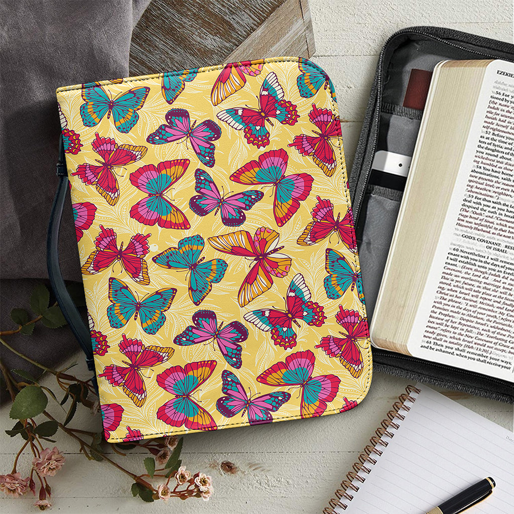 Retro Colorful Butterfly Pattern Print Leather Bible Cover