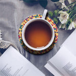 Retro Colorful Butterfly Pattern Print Leather Coaster Set