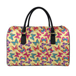 Retro Colorful Butterfly Pattern Print Leather Duffle Bag