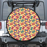 Retro Colorful Butterfly Pattern Print Leather Spare Tire Cover