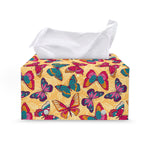 Retro Colorful Butterfly Pattern Print Leather Tissue Box Cover