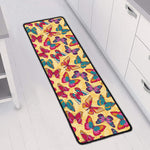 Retro Colorful Butterfly Pattern Print Long Kitchen Mat