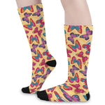 Retro Colorful Butterfly Pattern Print Long Socks