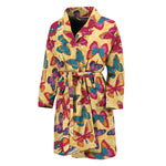 Retro Colorful Butterfly Pattern Print Men's Bathrobe