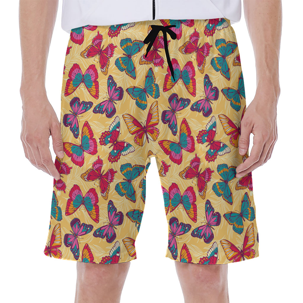 Retro Colorful Butterfly Pattern Print Men's Beach Shorts