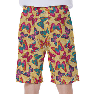 Retro Colorful Butterfly Pattern Print Men's Beach Shorts