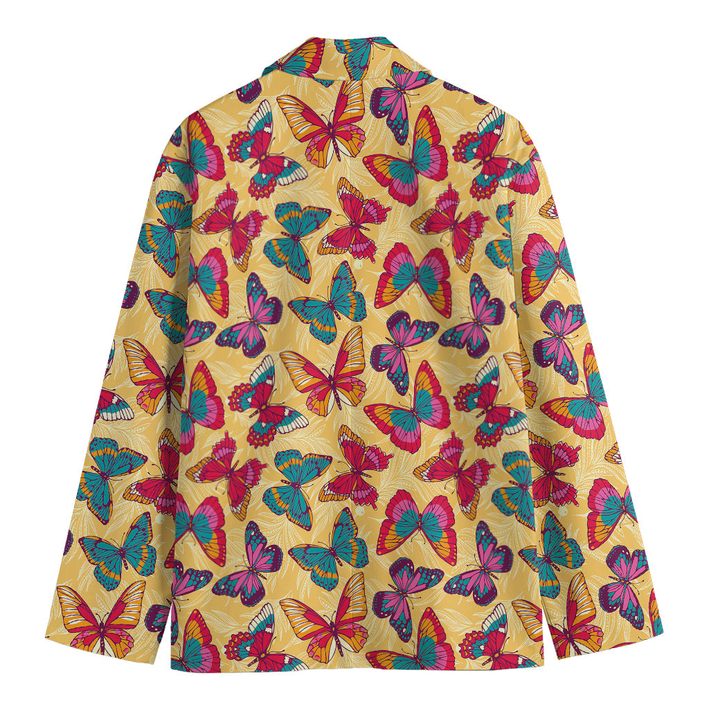 Retro Colorful Butterfly Pattern Print Men's Blazer