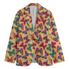 Retro Colorful Butterfly Pattern Print Men's Cotton Blazer