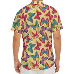 Retro Colorful Butterfly Pattern Print Men's Deep V-Neck Shirt