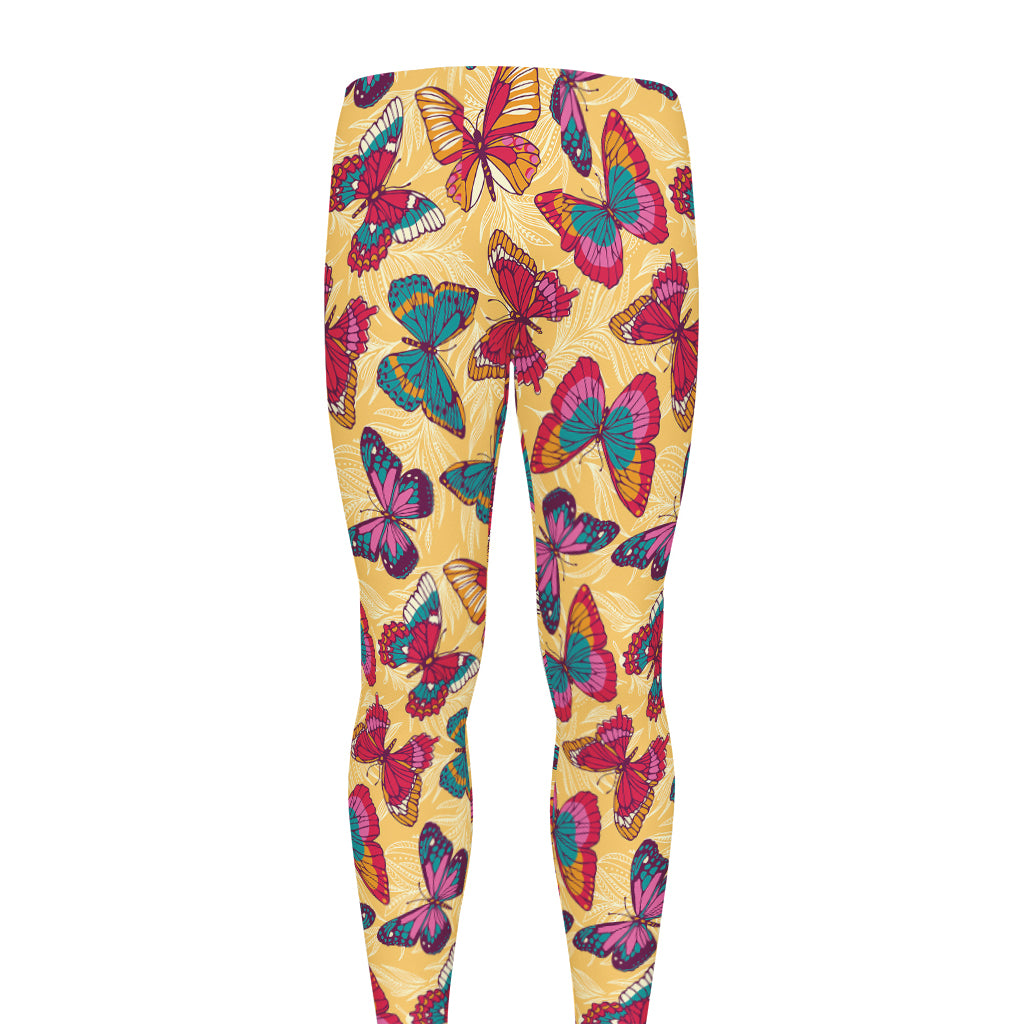 Retro Colorful Butterfly Pattern Print Men's leggings