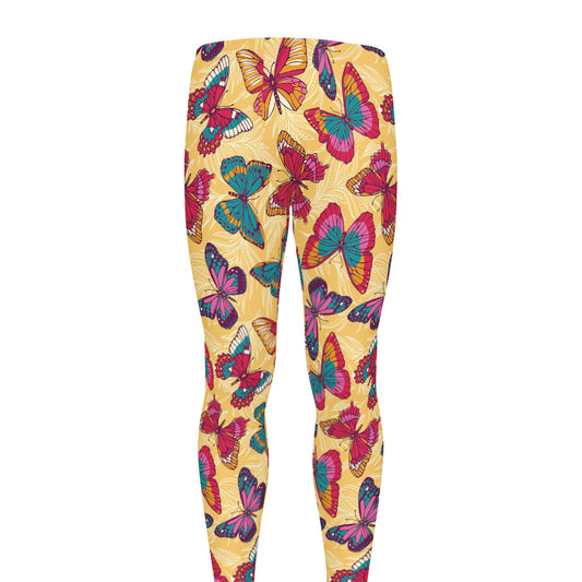 Retro Colorful Butterfly Pattern Print Men's leggings