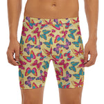 Retro Colorful Butterfly Pattern Print Men's Long Boxer Briefs
