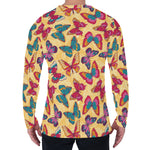 Retro Colorful Butterfly Pattern Print Men's Long Sleeve T-Shirt