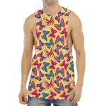 Retro Colorful Butterfly Pattern Print Men's Muscle Tank Top