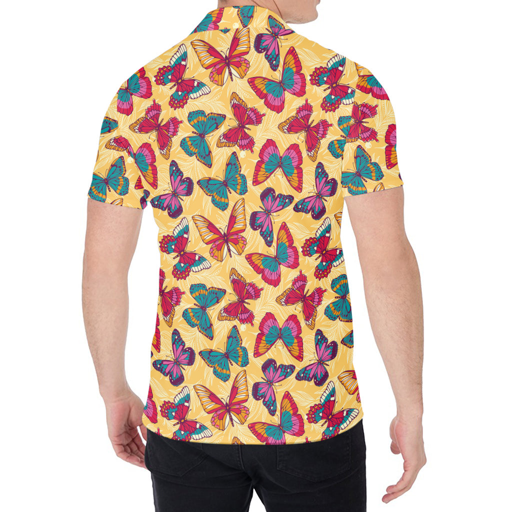 Retro Colorful Butterfly Pattern Print Men's Shirt