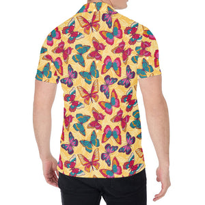 Retro Colorful Butterfly Pattern Print Men's Shirt