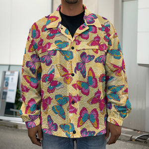 Retro Colorful Butterfly Pattern Print Men's Shirt Jacket