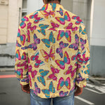 Retro Colorful Butterfly Pattern Print Men's Shirt Jacket