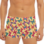 Retro Colorful Butterfly Pattern Print Men's Short Boxer Briefs