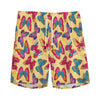 Retro Colorful Butterfly Pattern Print Men's Sports Shorts