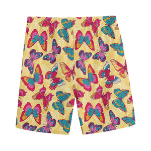 Retro Colorful Butterfly Pattern Print Men's Sports Shorts