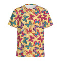 Retro Colorful Butterfly Pattern Print Men's Athletic T-Shirt