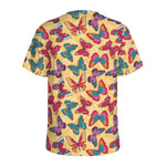 Retro Colorful Butterfly Pattern Print Men's Sports T-Shirt