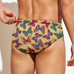 Retro Colorful Butterfly Pattern Print Men's Swim Briefs