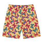 Retro Colorful Butterfly Pattern Print Men's Swim Trunks