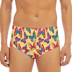 Retro Colorful Butterfly Pattern Print Men's Triangle Swim Briefs