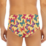 Retro Colorful Butterfly Pattern Print Men's Triangle Swim Briefs