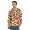 Retro Colorful Butterfly Pattern Print Men's Velvet Pullover Hoodie