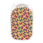 Retro Colorful Butterfly Pattern Print Mesh Laundry Hamper