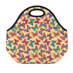Retro Colorful Butterfly Pattern Print Neoprene Lunch Bag