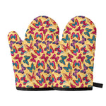 Retro Colorful Butterfly Pattern Print Oven Mitts