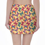 Retro Colorful Butterfly Pattern Print Pencil Mini Skirt